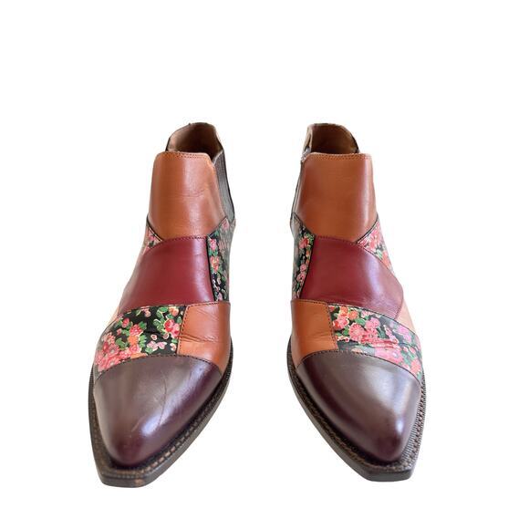 COACH Patchwork Bandit floral printed leather ankle boots booties 6.5‎ / 37 - Picture 2 of 12
